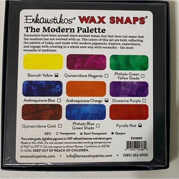 Enkaustikos Wax Snaps Modern Palette Set of 9 13ml NEW - Picture 2 of 4